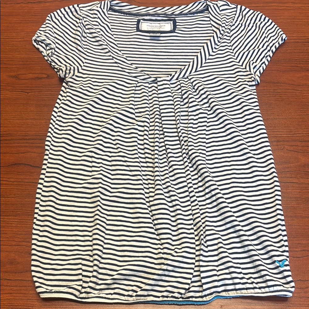 American Eagle Outfitters Navy and White Striped Top